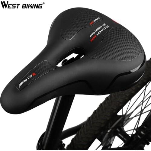 WEST BIKING Bike Saddle Soft Comfortable Cycling Seats PU Thicken Widen Mountain Bike Cushion Hollow Shockproof Bicycle Saddle
