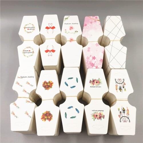 100 Pcs Printing Necklace Card Folding Bracelet Jewelry Display Hang Tag Label Jewelry Display