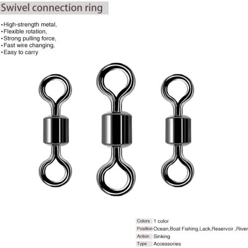 100PCS Fishing Connector Fishing Barrel Bearing Rolling Swivel Solid Ring Lures Fishing Accessories Fishing Tools