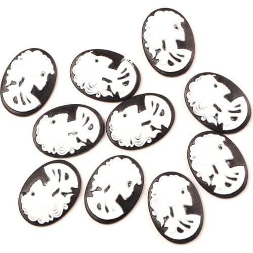 20Pcs Black Flatback White Skull Resin Decoration Crafts Beads Flatback Cabochon Scrapbook DIY Embellishments Accessories