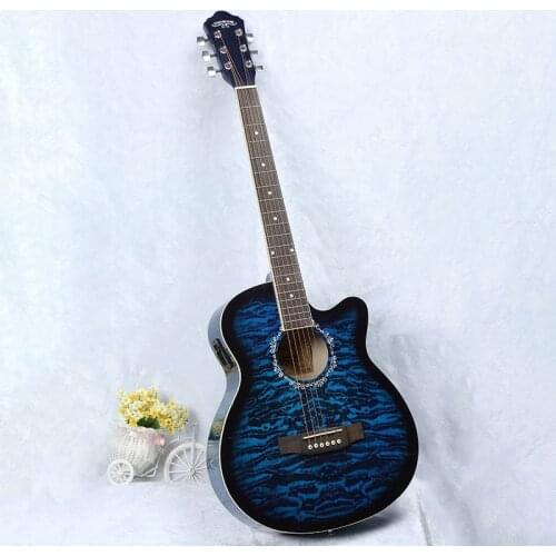 39 Inch Electric Guitar Crystal Wooden Guitar Bass Wood Panel Guitar Adult Beginner Contact Guitar Gift AGT255