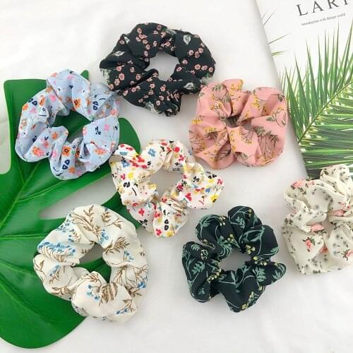4 Inches Women Boho Printed Hair Scrunchie For Girls Sweet Floral Elastic Hair Bands Hair Ring Ponytail Holder Hair Accessories