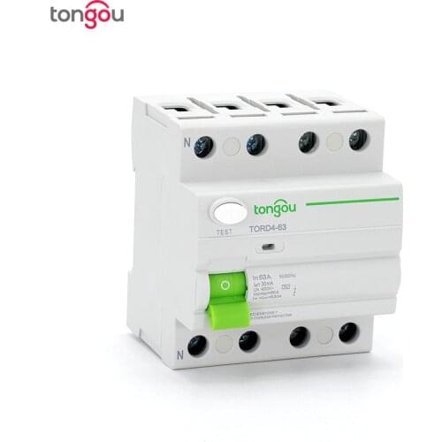 4 Pole 63A 30mA 220V 380V AC Magnetic Type 6KA Residual Current Device RCD RCCB With 5 Years Warranty