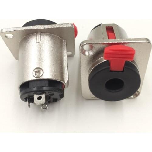 4 pcs 3 Pole 6.35mm 1/4" Female Jack Panel Chassis Lock Socket Audio Connector