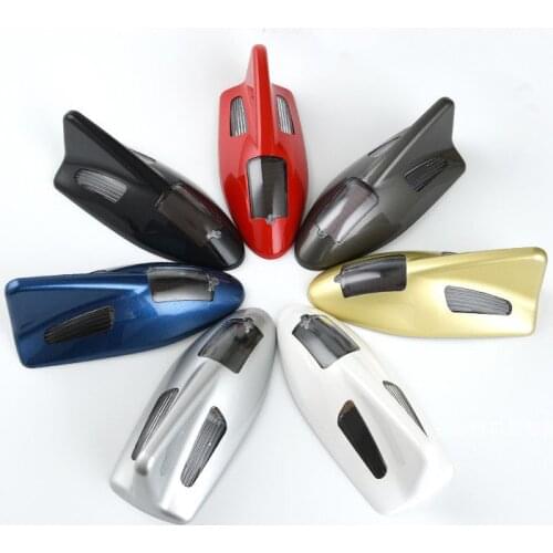 Car Roof Signal Aerials Decoration Solar Power Shark Fin Antenna LED Warning Tail Rear Lamp Car Antenna