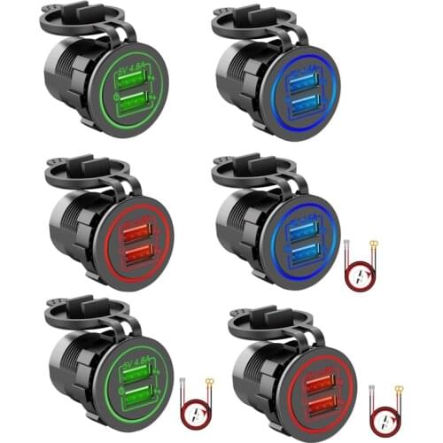 Dual USB Socket Outlet Press Switch 5V 4.8A Fast Charge