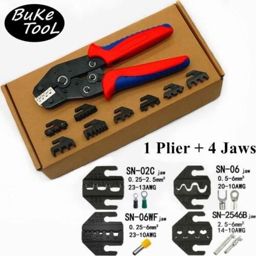 BukeTool Crimping Pliers Quick Jaw Replacement For 2.8 4.8 6.3/Tube/Insulated/Blade Female and Male Terminals Electrician Tools