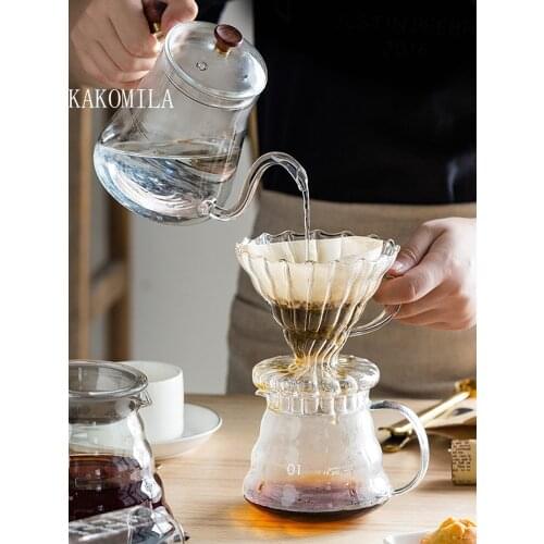 Household V60 Coffee Dripper Paper Set Coffee Filter Glass Coffee Pot V60 Gooseneck Glass carafe reusable filters