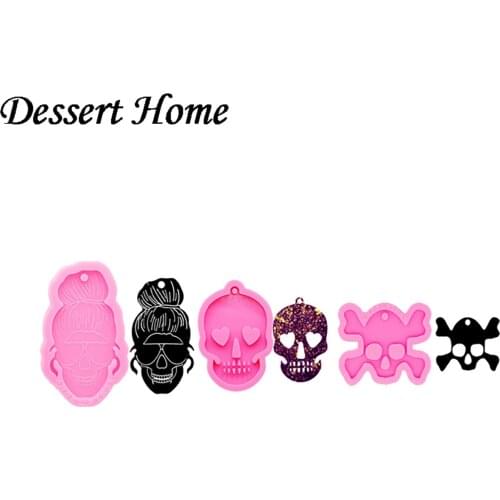 DY0081 DIY Halloween Skull Epoxy Molds Silicone Resin Mold for Keychains Jewelry Making Tools