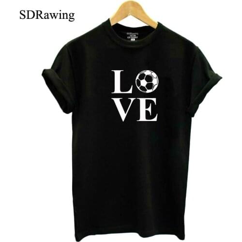 LOVE Soccer print cotton T Shirt men unisex tumblr cute funny hipster cotton tees shirt tops plus size drop ship