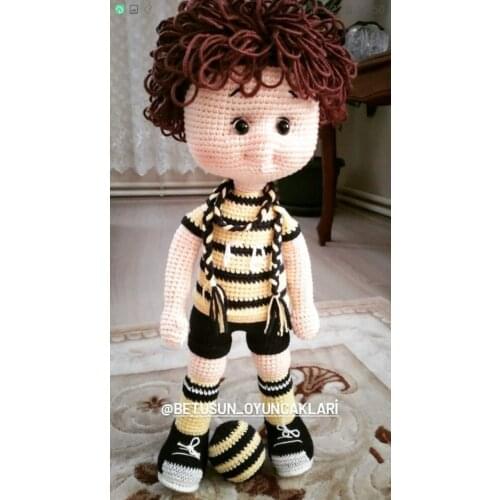 AMUGURUMİ TOY BABY HUNDRED percent ORGANIC PLAYING BALL MALE BABY 35 - 40 CM