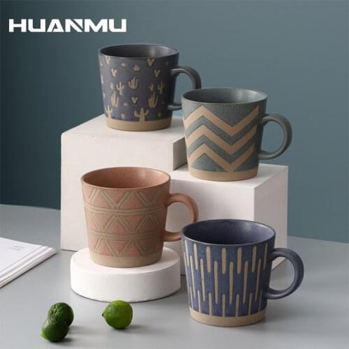 350ml Ceramic Coffee Cup Coffee Shop Latte Single Pull Water Cups Restaurant Kitchen Bar Teaware Cup Office Coffee Mug Espresso