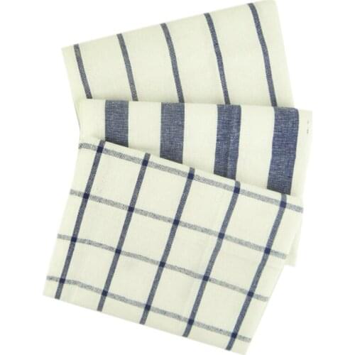 3Piece High Quality Blue White Plaid Striped Tea Towel Kitchen Towel Napkin Table Cloth 100% Cotton Woven Fabric
