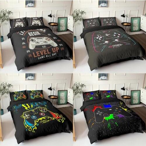 Bedding Set Gamepad Queen Size Duvet Cover Creative Black Comforter Bed Cover Set Housse De Couette 2/3pcs Bedclothes