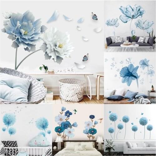 Wall Stickers Living Room Wallpaper Decorations Lotus Lotus Leaf Self-adhesive Flower Decorative Vinyl Wall Adhesive Wallpaper