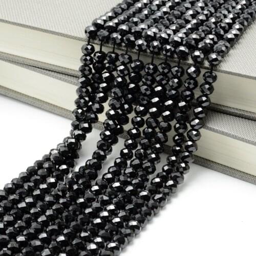 Natural Black Spinel Faceted Rondelle Beads 4x6mm / 5x7mm