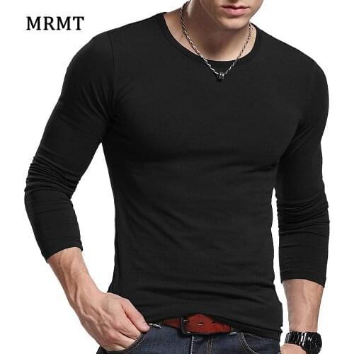 2021 MRMT Mens autumn long sleeved T-shirt round collar slim cotton shirt solid color T-shirt Free shipping
