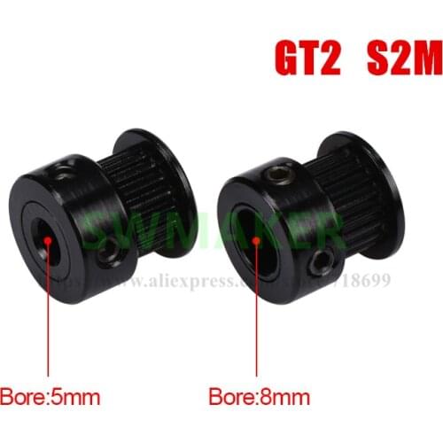 NEW GT2 S2M Black Color Aluminum Timing Belt pulley 20 teeth bore 5/8mm for RepRap 3D printer GT2-6mm Width Timing Belt