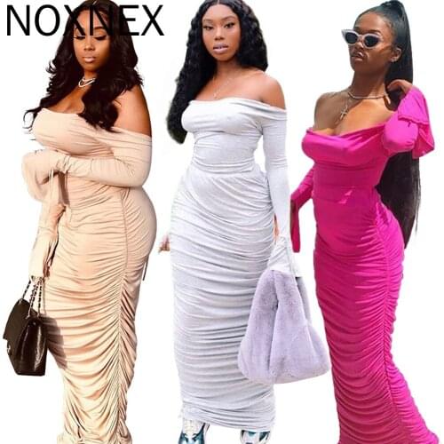 Noxnex Herfst Jurk Vierkante Hals Lange Mouwen Bodycon Max Jurk Basic Vrouwen Zomer Party Sexy Clubwear Elegante 2021 Jurken