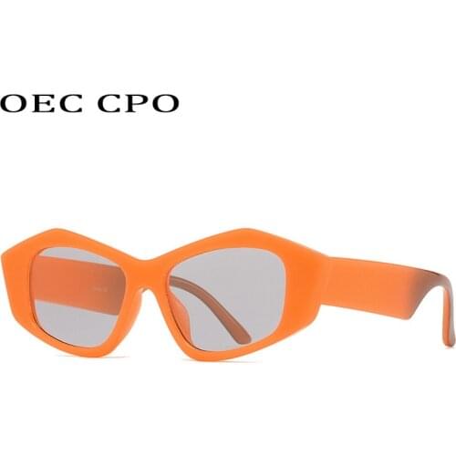 OEC CPO Fashion Square Sunglasses Women Brand Designer Vintage Cat eye Sun Glasses Ladies Retro Shades Orange Eyeglasses UV400