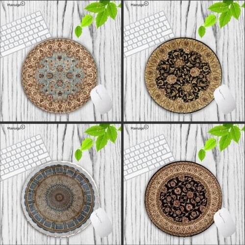 Mairuige 20X20 22X22CM Persian Carpets Style Design Costom Mouse Mat High Quality Skid Durable Fashion Computer Round Mouse Pad