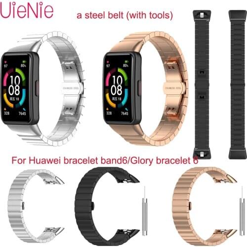 A Bead Stainless Steel Strap Belt For Huawei/Glory Bracelet Band 6 Replacement Belt Wristband Watch Accessories With Tools