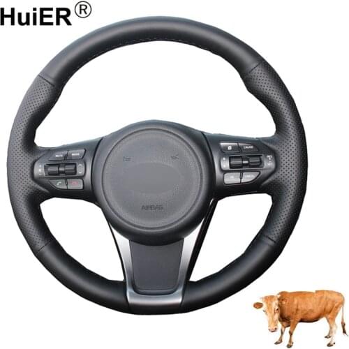 Hand Sewing Car Steering Wheel Cover Top Cow Leather For Kia Sorento 2015 2016 2017 2018 Sedona 2015 2016 2017 2018 2019 Volant