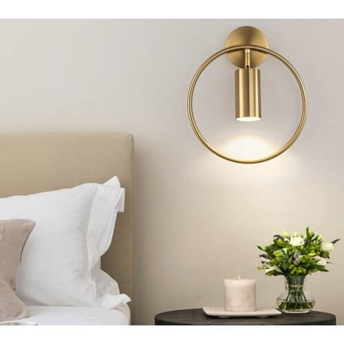 Modern Nordic Minimalist Circular Wall Light Corridor Porch Light Luxury Iron Bedroom Living Room Bedside Lamps