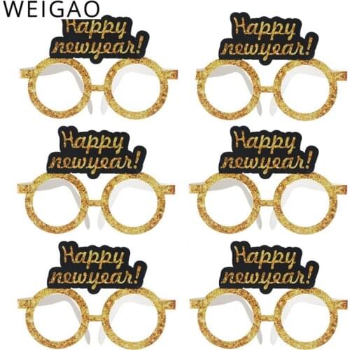 6pcs Happy New Year Paper Glasses Kids Christmas Party 2021 New Year Eve Party Decoration Eyeglasses Frame Photo Booth Props