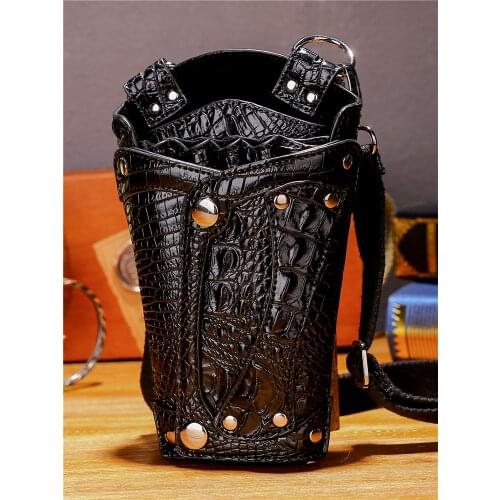 Crocodile Professional Hair Scissors Bag for Hairdresser Cotillon Hairdressing Tool Accessories Waist Shoulder Barber Bag