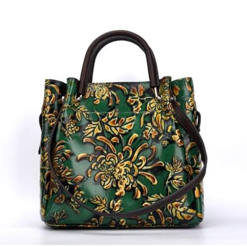 New retro national wind craftsmanship rubbing color trend womens bags embossed ladies diagonal bag first layer cowhide bag