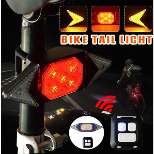 LED Bicycle Indicator Bike Rear Tail Laser Turn Signal Light Wireless Remote USB