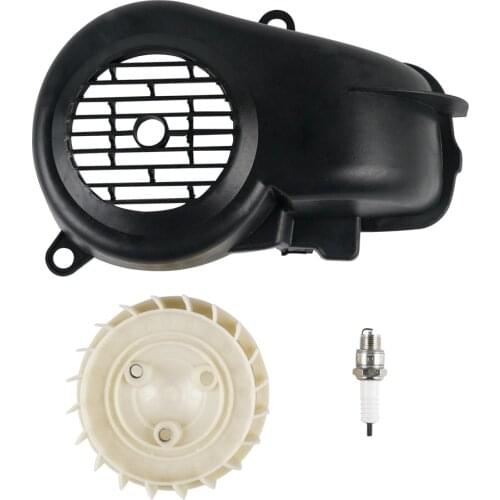 ATV Air Shroud Cooling Fan Assembly with Spark plug for Yamaha Jog90 90cc for Polaris Scrambler 90 Sportsman 90 Predator 90