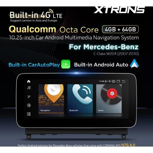 XTRONS 10.25 inch Android 10.0 Octa-Core Car Multimedia Navigation System for Mercedes-Benz W204 2007-2010 NTG 4.0 System