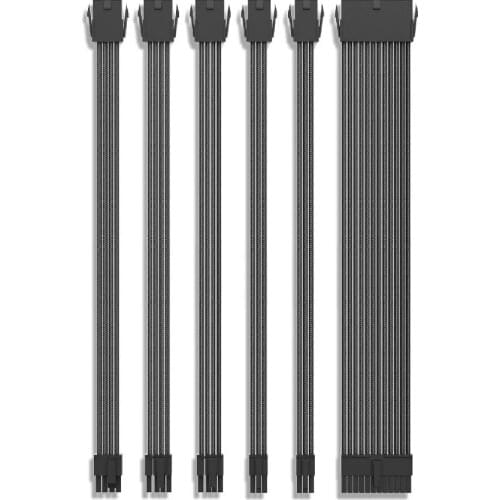 Zezzio Power Supply Sleeved Cable 24Pin ATX 18AWG Gauge PSU Extension Cables Streamer Transfer Adapter High-Quality Material