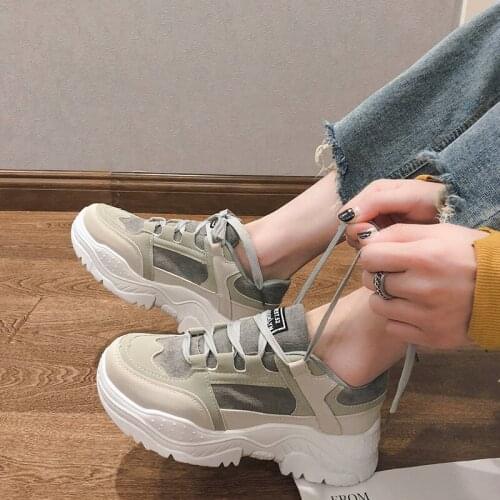 Sneakers Shoes Mixed Colors Female Students 2019 Spring New Thick-soled Platform Shoes Increased Sneakers Wild R1-88
