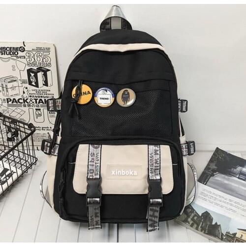 Patchwork Women School Bag Backpack for Girls Nylon Rucksack Female Bookbag Lady Anti Theft Backpacks Woman Student Mochila Pack