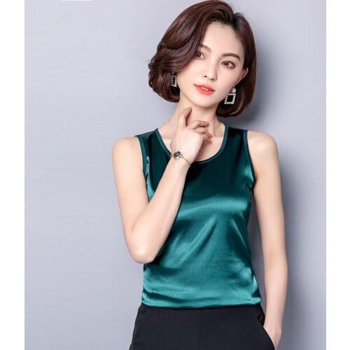 2018 Summer Silk Crop Top Vest Camisole Soie Gilet Women Pajamas Sleeveless Tank Tops Seda Chaleco Seide Weste Vest Tank Tops