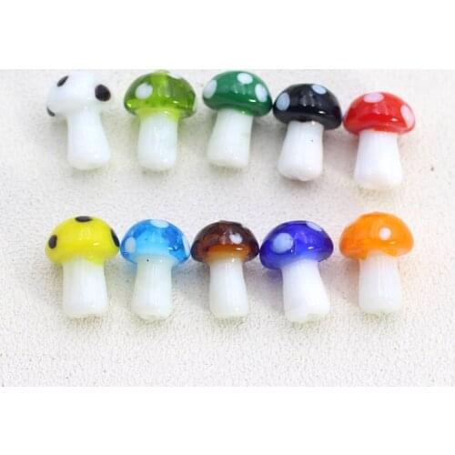 10pcs/lot Lampwork Mushroom Glass Spacer Loose Beads Charm Findings 10*13MM
