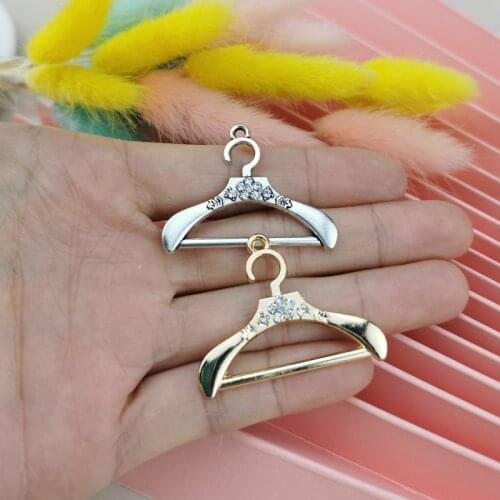 10pcs/pack Clothes Hanger Rhinestone Metal Charms for Earring DIY Jewelry Accessories 30x37mm