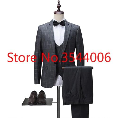 2018 Men Wedding Suits Slim Fit 3 Pieces Tuxedo Groom Groomsman men floral suits wedding jacket blazer with pant vest in stock