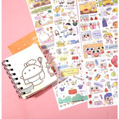 60x350mm Super Cute Duck Rabbit Frog Cartoon Animal Washi Paper Stickers DIY Scrapbooking Decoration Stationary School Supplies