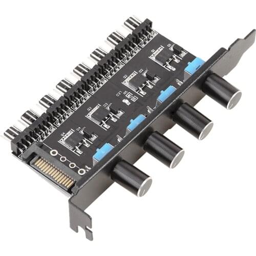 8 Channels 12V 4Pin PC Cooling Fan HUB SATA/IDE Power Supply Knob Chassis Radiator Speed Controller for CPU PC Case Chassis