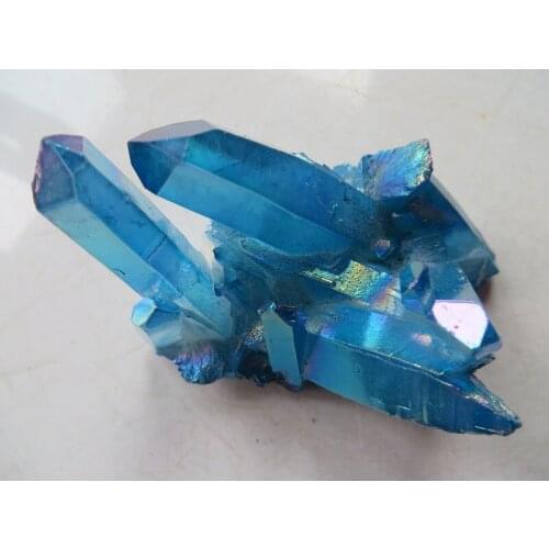 AA Natural Blue QUARTZ CRYSTAL Titanium Crystal Cluster Specimens Reiki 77g
