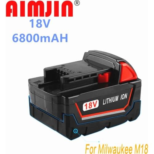 Bonacell 6800mAh 18V Power Tool Battery for Milwaukee M18 48-11-1815 48-11-1850 2604-22 2604-20 2708-22 2607-22 48-11-1828