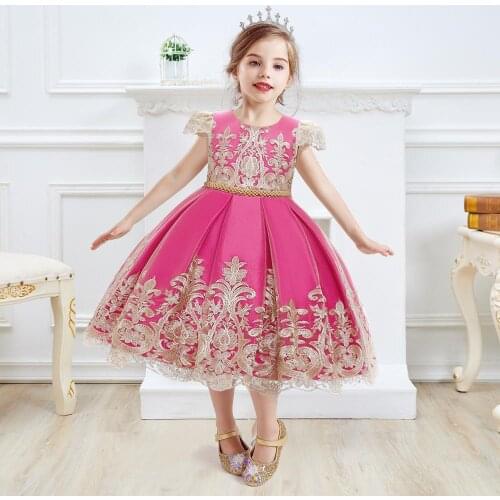 Elegant Flower Girls Dress Wedding Evening Kids Dresses for Girls New Year Party Princess Cosutme Cloithes Size 4-10 Years