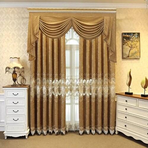 Europe Hollow Jacquard luxury chenille Burnt cloth curtains screening sheer tulle for bedroom living room windows pelmet valance