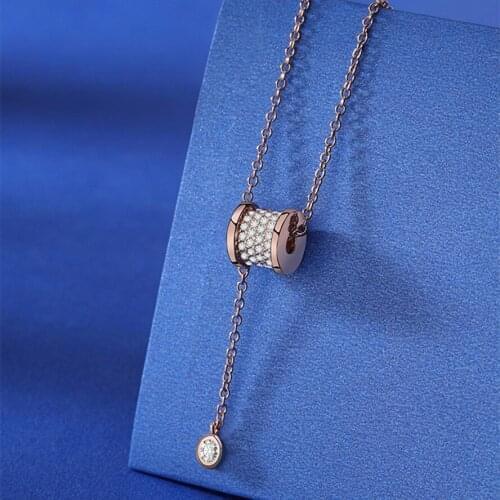 Ms S925 pure silver rose golden classic zircon necklace pendant couples sterling silver jewelry fashion gifts