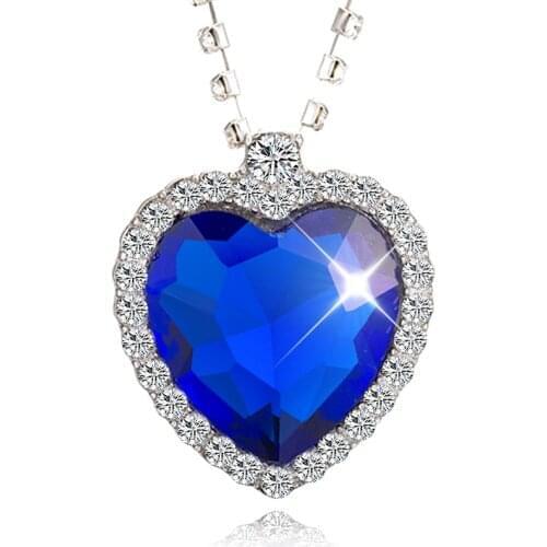 Hot Necklace Women Lady Heart Ocean Austrian Crystal Rhinestone inlay Alloy Necklaces Pendants Jewellry wholesale drop shipping