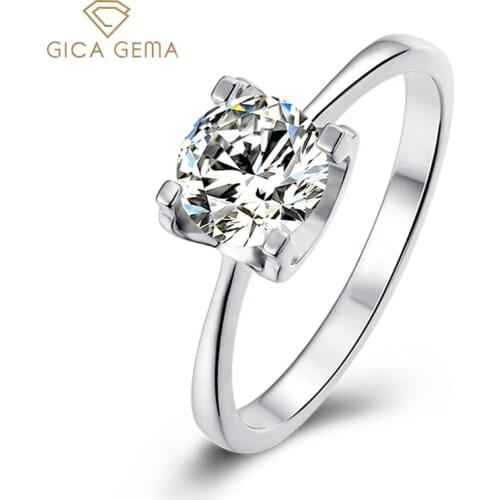 GICA GEMA 6.5mm Moissanite Diamond Rings For Women Fashion 925 Sterling Silver Fine Jewelry Engagement Wedding Party Female Gift